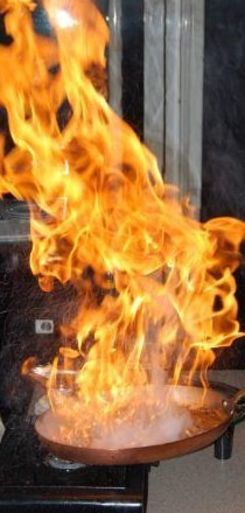 Découpe, flambage au buffet